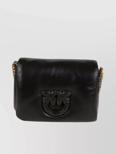 Pinko Love Click Puff Leather Shoulder Bag In Black
