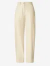 Pinko Soft Touch Leather-effect Trousers In White