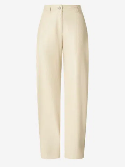 Pinko Soft Touch Leather-effect Trousers In White