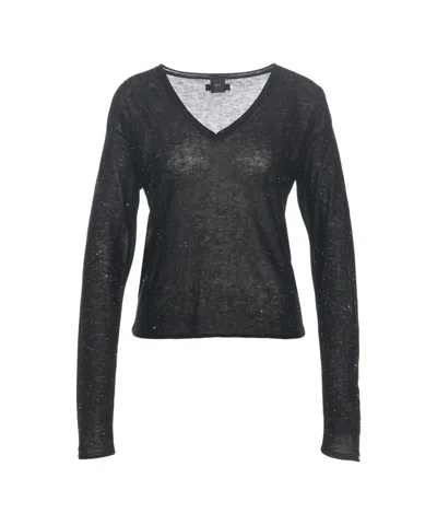 Pinko 'solomone' Glitter-trimmed Sweater In Black
