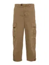 Pinko Gabardine Cargo Trousers Utility Pockets In Brown
