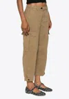 Pinko Gabardine Cargo Trousers Utility Pockets In Brown