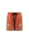 Pinko Viscose Shorts With Bandana Print In Brown