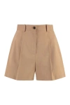 Pinko Tailored Linen Shorts In Camel