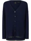 Pinko Wool And Cashmere Cardigan With Lurex Edging In Blue