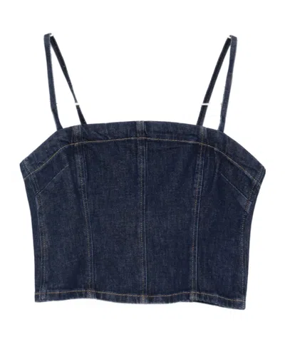 PINKO SPAGHETTI-STRAP DENIM TANK-TOP