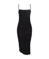 Pinko Forza Sleeveless Gathered Midi Crepe Dress In Black