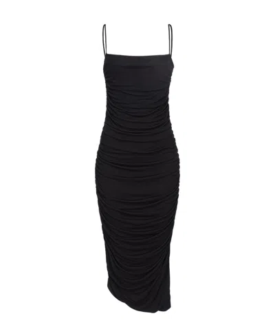 PINKO SPAGHETTI-STRAP RUCHED MIDI DRESS