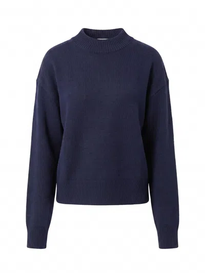 Pinko High Neck Long Sleeve Ribbed Silk Blend Top In Transparent