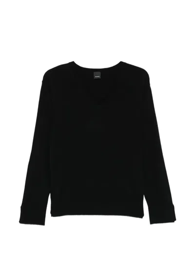 Pinko Spesso V-neck Sweater In Black