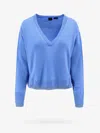 Pinko Light Blue With V Neck And Asymmetric Hem In Wool Blend Woman In Blue