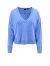 Pinko Light Blue With V Neck And Asymmetric Hem In Wool Blend Woman