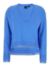 Pinko Light Blue With V Neck And Asymmetric Hem In Wool Blend Woman In Blue