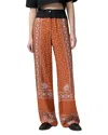 Pinko Wide Bandana Pattern Pants In Burnt/white