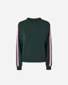 Pinko Sporty Sweatshirt With Love Birds Logo In Green