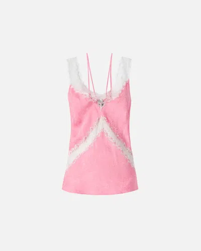 Pinko Lace-trim Jacquard Top In Pink
