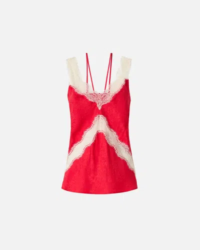 Pinko Lace-trim Jacquard Top In Red