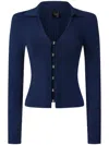 Pinko Long-sleeved Knitted Cardigan In Blue