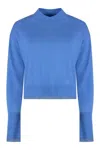 Pinko Wool And Cashmere Cropped Sweater In Blue