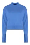Pinko Wool And Cashmere Cropped Sweater In Blue