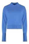 Pinko Wool And Cashmere Cropped Sweater In Blue