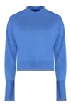 Pinko Wool And Cashmere Cropped Sweater In Light Blue
