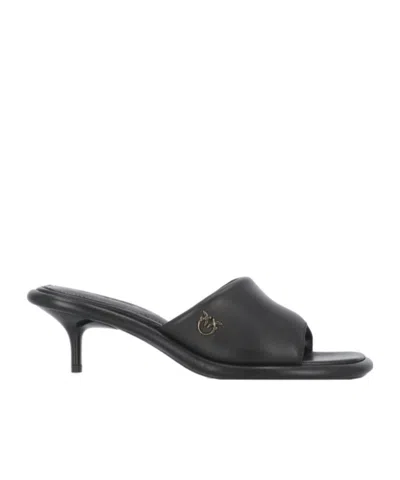 Pinko Square Head And High Heels Sandals In Black