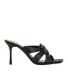 Pinko Nappa Leather Sandals With Heel And Bird Detail In Black