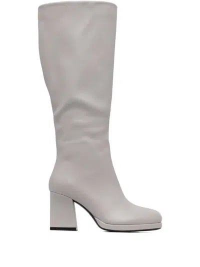 Pinko Square Heel Boots In Gray