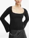Pinko Square-neck Flared-sleeves Sweater In Black