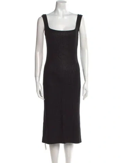 Pre-owned Pinko Square Neckline Knee-length Dress In Black