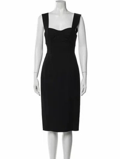 Pre-owned Pinko Square Neckline Knee-length Dress In Black