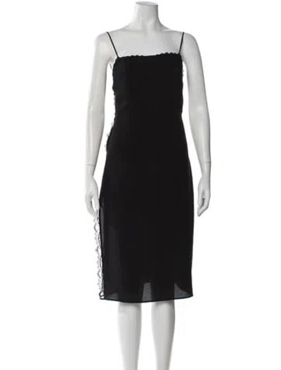 Pre-owned Pinko Square Neckline Knee-length Dress In Black