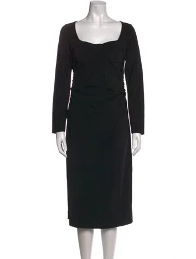 Pre-owned Pinko Square Neckline Knee-length Dress In Black/metallic