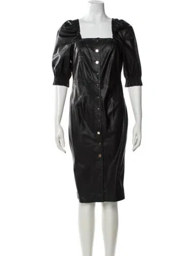 Pre-owned Pinko Square Neckline Knee-length Dress In Gray