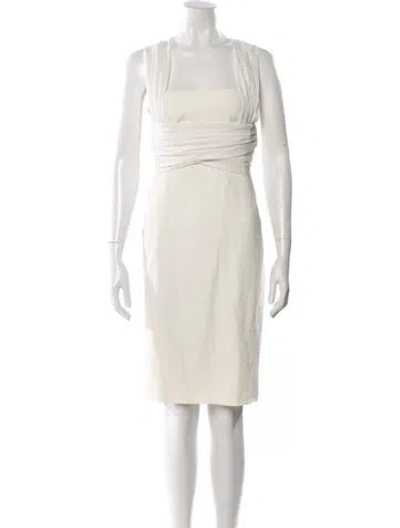 Pre-owned Pinko Square Neckline Knee-length Dress In Neutral