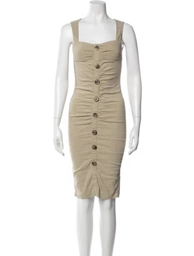 Pre-owned Pinko Square Neckline Knee-length Dress In Neutral
