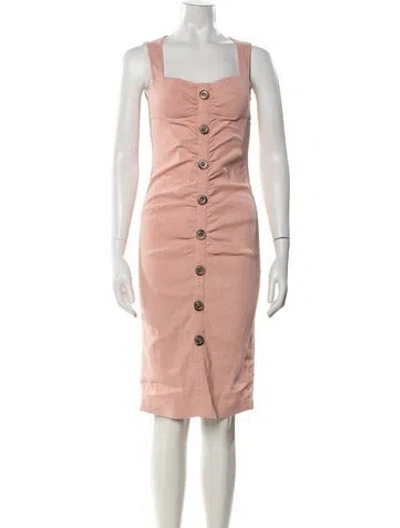 Pre-owned Pinko Square Neckline Knee-length Dress In Pink