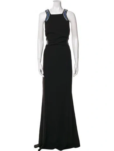 Pre-owned Pinko Square Neckline Long Dress In Black