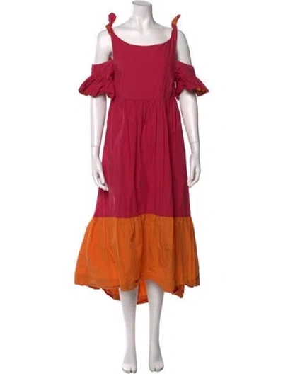 Pre-owned Pinko Square Neckline Long Dress In Pink