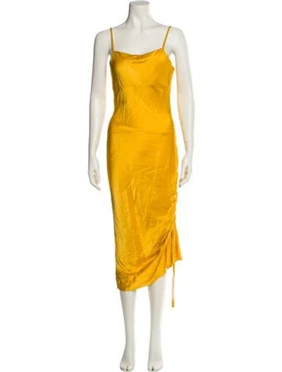 Pre-owned Pinko Square Neckline Long Dress In Yellow
