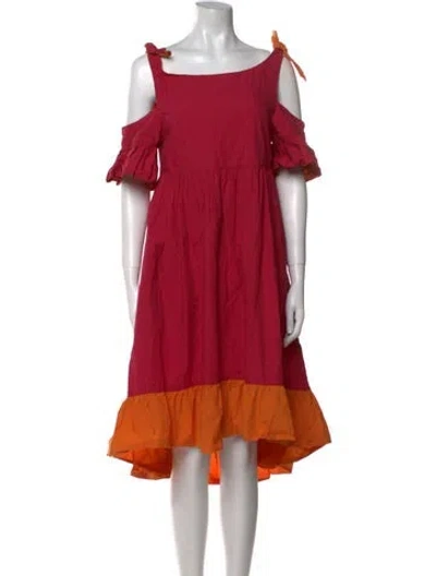 Pre-owned Pinko Square Neckline Midi Length Dress In Pink