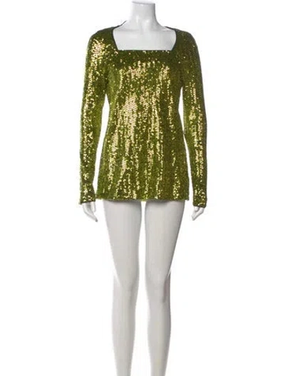 Pre-owned Pinko Square Neckline Mini Dress In Green