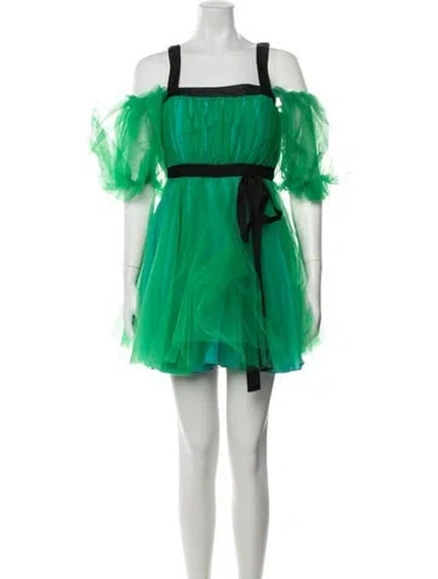 Pre-owned Pinko Square Neckline Mini Dress In Green
