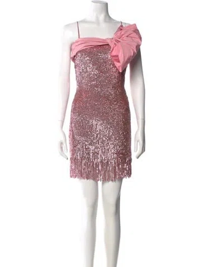 Pre-owned Pinko Square Neckline Mini Dress In Pink