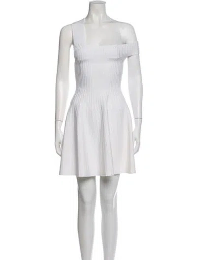 Pre-owned Pinko Square Neckline Mini Dress In White