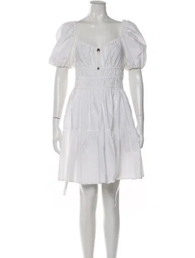 Pre-owned Pinko Square Neckline Mini Dress In White
