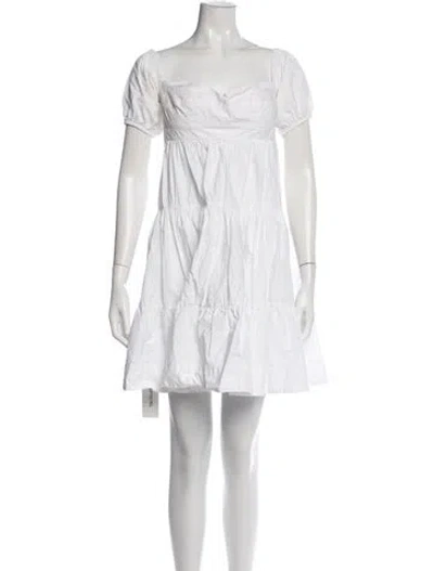 Pre-owned Pinko Square Neckline Mini Dress In White