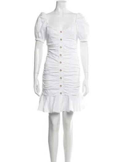 Pre-owned Pinko Square Neckline Mini Dress In White