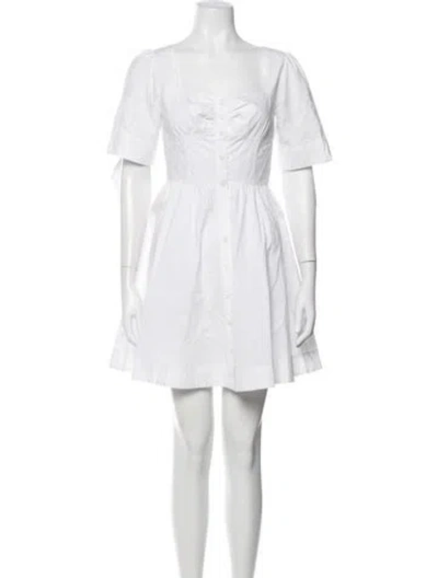 Pre-owned Pinko Square Neckline Mini Dress In White